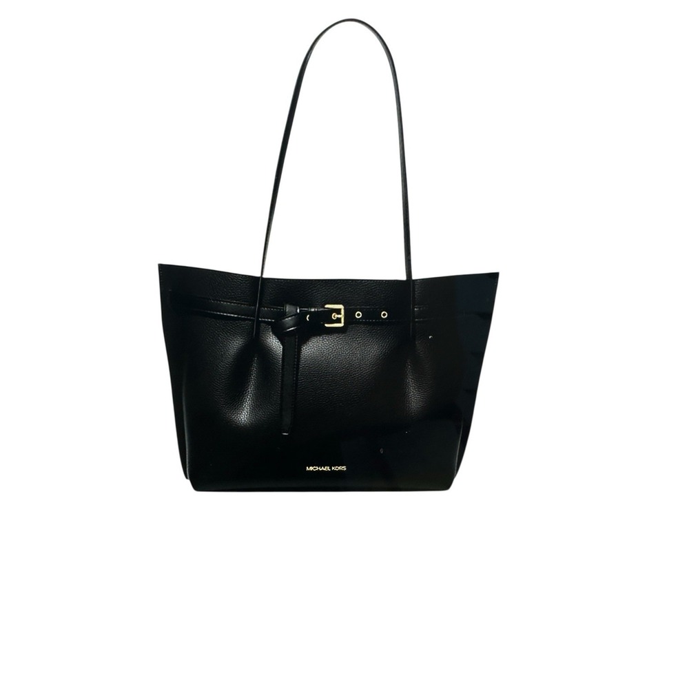 Michael Kors Emilia Large Pebbled Leather Tote Bag Black NWT